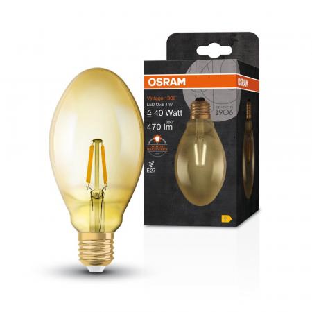 Osram E27 VINTAGE ovales LED Retro Look Leuchtmittel in GOLD Filament 2500K - extra warmweißes Licht - Aktion: Nur noch angezeigter Bestand verfügbar